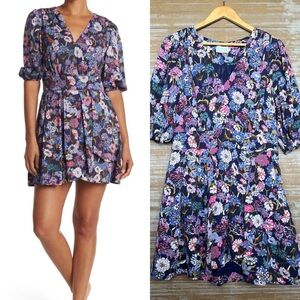 Tanya Taylor Nat Floral Silk Dress Preppy Boho Career Womens 12